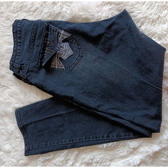DKIN Dark‎ Wash Stretch Embellished Jeans Size 18W - Picture 13 of 14